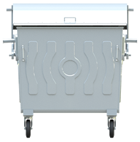 BDB BDB.11101-A Conteneur à déchets ouvert en métal galvanisé 1100 LT, poubelle à pédale personnalisable, type de pressage pour le recyclage et le stockage