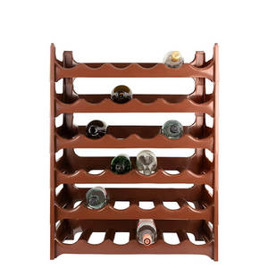 Porta vino modulare in plastica da 36 bottiglie 60x24x84 cm ripiano impilabile per vino acqua Champagne-portavino Premium - Product Image 1