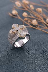 Exclusivo de los hombres Jesus Cross Original Leb Grown Diamond Ring 925 Silver Round and Baguette Diamond Iced Cross Ring Regalo Anillo para hombre - Product Image 5