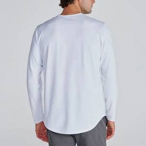 เสื้อยืดแขนยาวคอปกถัก 100% ผ้าฝ้ายสำหรับผู้ชาย สไตล์ลำลองสำหรับฤดูใบไม้ผลิ คุณภาพสูง คลาสสิก แฟชั่น - Product Image 4