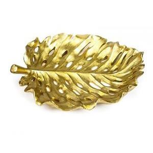 Plateau de service élégant en métal plaqué or décor de ferme plateau de fête de mariage en forme de feuille ou plateau de service de nourriture - Product Image 4