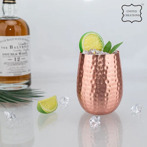 Vaso de agua de vidrio de cobre Ayurveda Premium de alta calidad con acabado martillado Beneficios para la salud de cobre de calidad Premium - Product Image 2