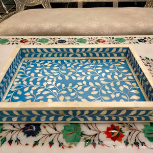Bandeja de servicio con incrustaciones de hueso de diseño hecho a mano para decoración del hogar para ocasiones navideñas - Product Image 1