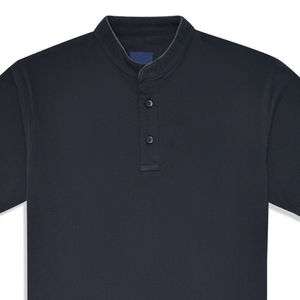 Camiseta de punto de algodón 100% de alta calidad para hombre, respetuosa con el medio ambiente, transpirable, logotipo personalizable, sólido, 220g, cuello levantado, estilo informal - Product Image 2