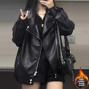 Veste en cuir femme automne/hiver moto haut court noir coton épaissi gilet petite taille mode - Product Image 6