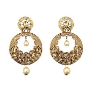 Kriaa Brown Kundan Chandelier Pendientes Chapado en oro Dangler Style 1310576 - Product Image 1
