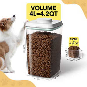Conteneur de stockage de nourriture pour chien et chat Ankou en plastique moulé par injection, 4L, <span class=keywords><strong>hermétique</strong></span>, sans BPA, écologique, empilable, anti-fuite, classique - Product Image 6