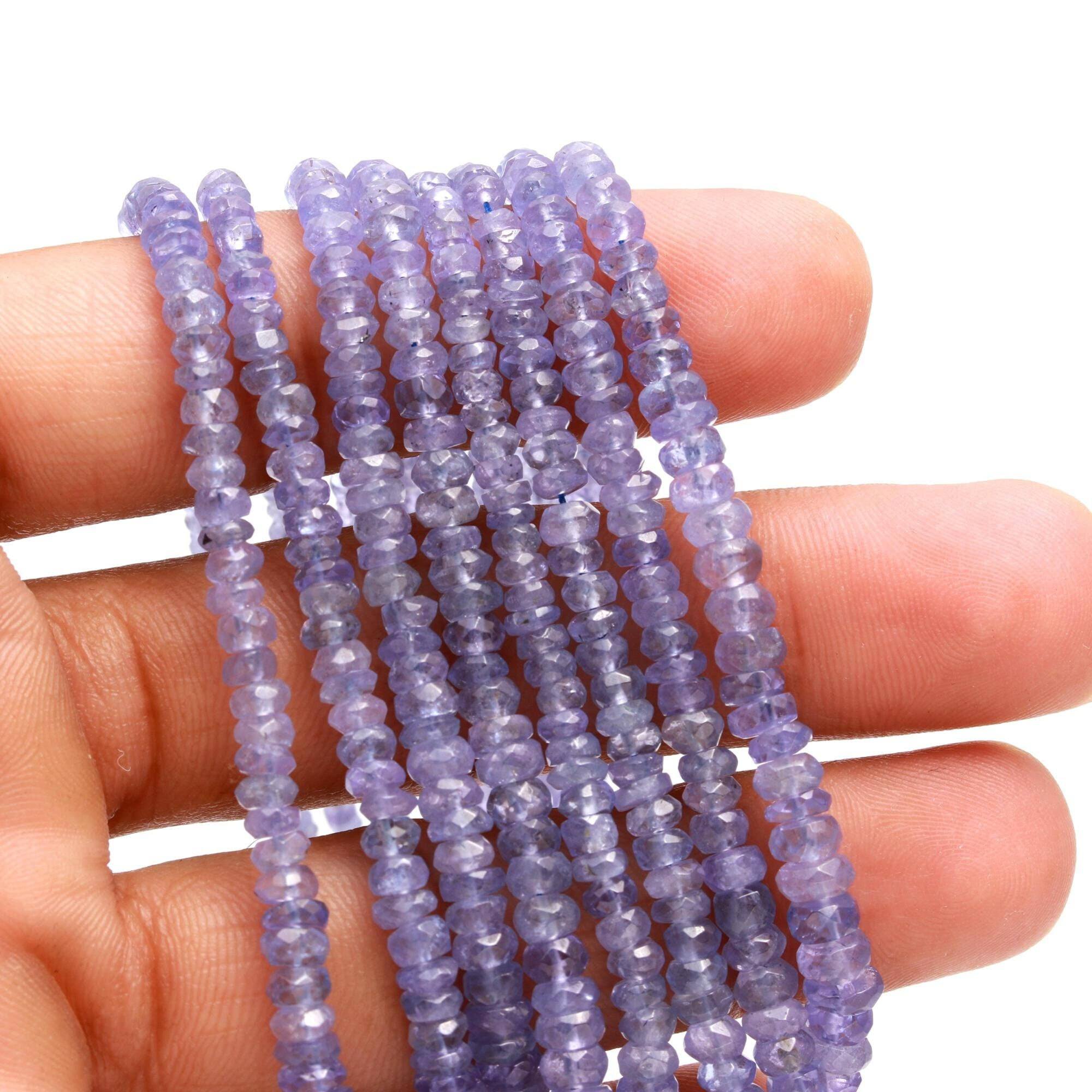 Lab Grown Tanzanite Beads Necklace Smooth Cut Genuine Gemstone - Main Image