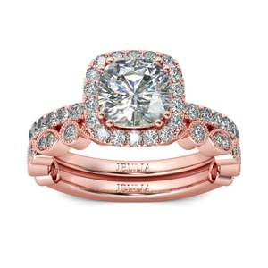 Anillo de Plata de Ley con Corte Halo y Tono Oro Rosa Jeulia - Product Image 2