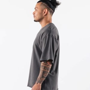 Venta al por mayor de hombres personalizados gimnasio de talla grande camiseta de gimnasio negro ácido lavado Boxy algodón gráfico liso en blanco transpirable diseño personalizado - Product Image 4