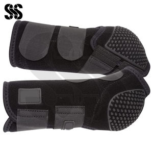 Solid Black Color High Quality Protective Horse <b>Boots</b> Shock Absorbing Padding <b>Lightweight</b> Design Customizable Colors Training - Product Image 2