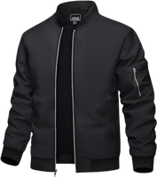 Blouson aviateur pour homme noir et bleu avec logo personnalisé, broderie fine avec votre propre logo, badge frontal et fermeture éclair, saison hivernale