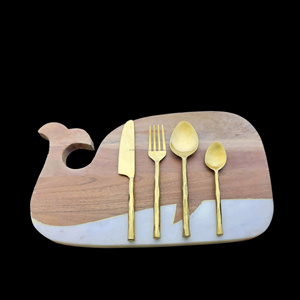 Ensemble de couverts de finition miroir doré en acier inoxydable 18/10 de mariage, couverts dorés, couverts en or mat - Product Image 5