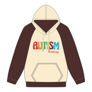 Autism Awareness Chenille Embroidery <b>Neutral</b> Raglan Sleeves Pullover Hoodie Unisex Cotton Fleece Sweatshirt Autism Design - Product Image 2