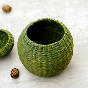 Green Small Macrame <b>Basket</b> <b>For</b> Daily Essentials Vanity Use Jewelry Earrings <b>Storage</b> And Decorative Organizer From India - Product Image 5