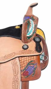 Plumas de cuero premium más vendidas, tachuelas occidentales hechas a mano, sillín inglés, estilo de carreras y equitación - Product Image 5