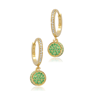 Emerald CZ Stones Round Design Dangle Boucles d'oreilles en gros Bijoux en argent sterling 925 fabriqués à la main - Product Image 3
