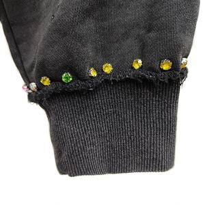 Men's Winter Hoodies Rhinestone 100% Cotton <b>Vintage</b> Distressed Acid Wash Set Oversized Full Zip Custom Heavyweight Streetwear - Product Image 4