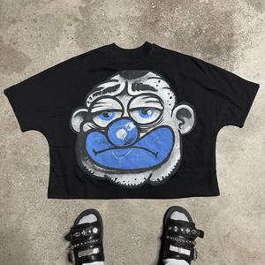 Fabricant personnalisé de t-shirts courts Boxy T-shirt à bords coupés T-shirt graphique vintage en coton noir lavé à l'acide pour hommes vente en gros - Product Image 1