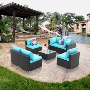 Juego de sofá de jardín de ratán en forma de L, ratán para exteriores, muebles de patio de ratán - Product Image 3