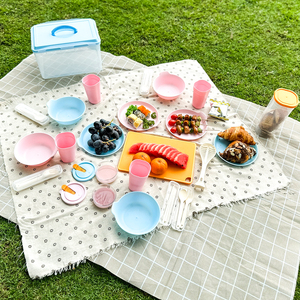 SB Tech Portable High Capacity 2-Compartment <b>Microwavable</b> Picnic Tableware Set with <b>Storage</b> Box Reusable Outdoor Dining Kit - Product Image 2