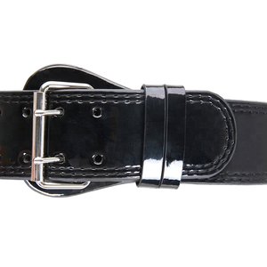 Ceinture de musculation sur mesure en gros – Ceinture de musculation en cuir verni noir avec boucle à double ardillon - Product Image 5
