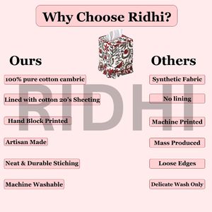 Ridhi Classic Block Print Tulip Pink Ruffle <b>Tissue</b> Box Cover Handmade Eco-Friendly Durable <b>Cotton</b> Fabric Decorative Square - Product Image 6