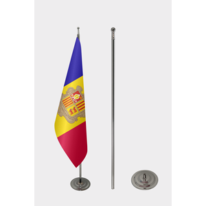 Drapeau d'intérieur personnalisé d'Andorre, fanion officiel imprimé numériquement en satin, nylon, soie, graphiques en aluminium, automobile, assurance, éducation - Product Image 2