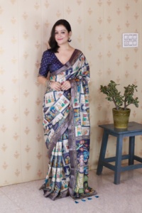 Bollywood Designer Latest Trending Heavy High On Demand Tussar Silk With digital Printed Saree Indian Exporter And <b>Supply</b> - Product Image 3