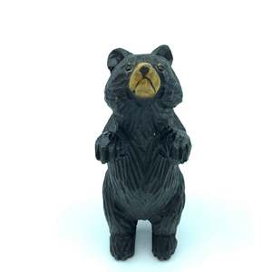 Scultura di Orso Intagliata a Mano YEEYAYA in Legno e Ottone, Statua di Animali Selvatici per Arredamento Casa, Soggiorno o Ufficio - Product Image 1