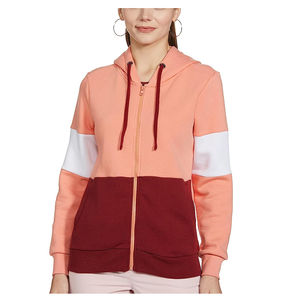 Sweat à capuche court d'hiver pour femme, col roulé, fermeture éclair sur le devant, logo, 100% coton, polaire, manches longues, personnalisable, décontracté, streetwear - Product Image 6