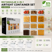 Ensemble de 12 contenants de stockage alimentaire empilables, hermétiques, écologiques et sans BPA, avec couvercles, pour l'organisation du garde-manger de la cuisine