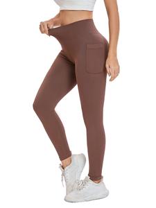 Pantalones de yoga sin costuras de cintura alta para mujer, cintura elástica, mallas deportivas de Color sólido, bolsillo, estilo informal, ropa deportiva transfronteriza - Product Image 3