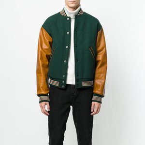 Brand Varsity Jacket, <b>Wool</b> Body with Leather <b>Arms</b> Letterman Baseball Unique & Stylish Color Black & Royal Blue, Size XL - Product Image 3