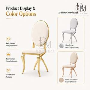 Radial Web Cutout Back Gold Stainless Steel Wedding <b>Chair</b> with White Cushion for Banquet and Hotel Events Wholesale Seating - Product Image 4