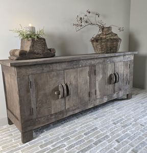 Handcrafted Vintage Brent Weathered Wooden Sideboard <b>Rustic</b> Reclaimed Wood Storage <b>Cabinet</b> with Antique Farmhouse Design - Product Image 2