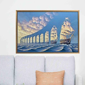 Tableau sur toile imprimé moderne - Design élégant Sky Bridge pour la décoration intérieure, 1P : encadré or - Product Image 1