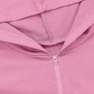 Haute qualité Logo personnalisé coton à manches longues fermeture éclair blanc haut court sweat à capuche pour femme pour vêtements de sport décontracté épaule unie - Product Image 3