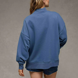 Sweat-shirt long oversize à col montant pour femme, automne-hiver, en polaire douce et écologique, en coton, décontracté, confortable, devant décontracté - Product Image 5