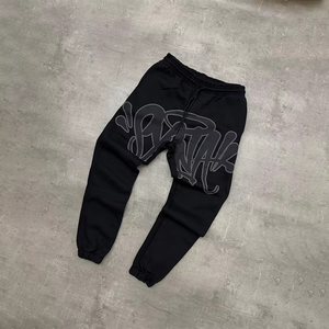 Conjunto Deportivo Informal de Invierno de Hip Hop, Sudadera con Capucha y Pantalones Jogger de Lana con Cierre de Cremallera, Estampado de Grafiti con Letras Planas, para Hombre y Mujer - Product Image 2