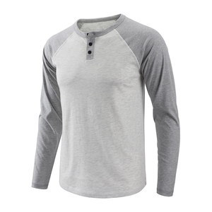 T-shirt raglan unisexe 100% coton en tricot uni décontracté coupe ajustée à manches longues et manches contrastées OEM Impression de logo personnalisé - Product Image 6