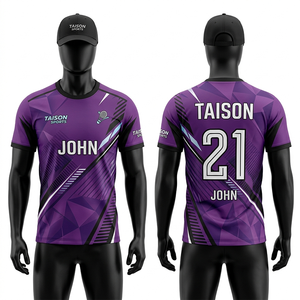 Mens <b>Badminton</b> Jersey 150 GSM Breathable Polyester Spandex Purple Teal Graphic Panel Design Heat Transfer Custom Logo Quick Dry - Product Image 3