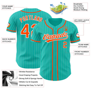 Camiseta de Béisbol Personalizada con Rayas Naranja y Verde Azulado, Logotipo del Equipo, Ropa de Equipo - Product Image 4