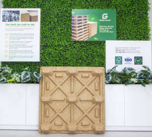 Palette verte industrielle en bois pressé, 4 voies, 1200x1100x130mm, moulée, pour le transport de marchandises, recyclable, légère, empilable, à un seul niveau - Product Image 5