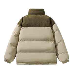 Chaqueta de Invierno para Hombre, Cuello Alto, Logotipo Frontal, Cálida, Gruesa, Acolchada de Algodón, con Capucha, Casual, Cortavientos, Talla Grande, Color Sólido - Product Image 2