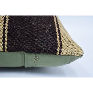 Almohada de retales de lana Beige a rayas sutiles, cojín decorativo Tejido estilo Kantha de 12x20 pulgadas para coche Vintage de 18x18 pulgadas - Product Image 5