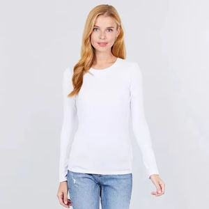 เสื้อยืดแขนยาวลำลองผู้หญิง ผ้าฝ้ายยืด ระบายอากาศ แห้งเร็ว เป็นมิตรกับสิ่งแวดล้อม ผ้าฟลีซเนื้อนุ่ม ทรงเข้ารูป เหมาะสำหรับใส่เป็นชั้นใน - Product Image 1