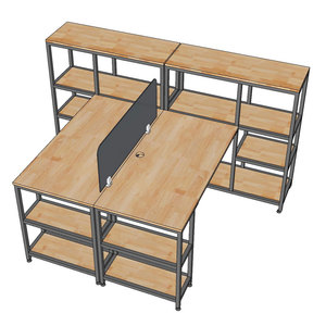 Two-Piece Gaming <b>Desk</b> Set Integrated <b>Shelf</b> for PC and Printer Rubber Wood with Iron Frame Made of Durable Materials COD68054 - Product Image 6