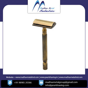 Precio al por mayor, buena calidad, mango ajustable de metal de latón, maquinilla de afeitar de seguridad de doble filo de la India - Product Image 4