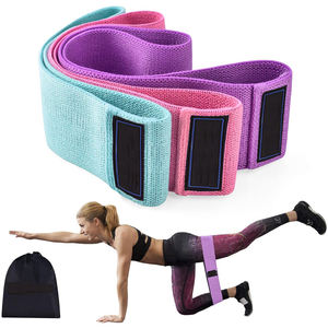 <b>Women</b> High Quality Latex Strength Training Gym Fitness Exercise Bands Hip Circle <b>Set</b> Non Slip Covered Elastic Booty Fabric - Product Image 5